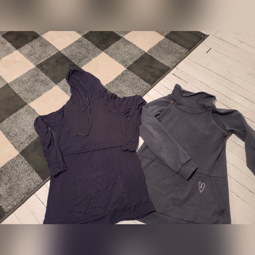 Latched Momma maternity/breastfeeding sweatshirt and lightweight hoodie bundle
